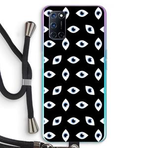 CaseCompany Eyes pattern: Oppo A92 Transparant Hoesje met koord