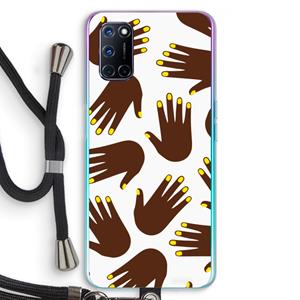 CaseCompany Hands dark: Oppo A92 Transparant Hoesje met koord