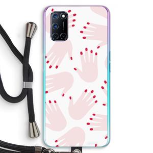 CaseCompany Hands pink: Oppo A92 Transparant Hoesje met koord