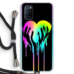CaseCompany Hold My Heart: Oppo A92 Transparant Hoesje met koord