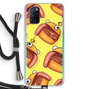 CaseCompany Hamburger: Oppo A92 Transparant Hoesje met koord