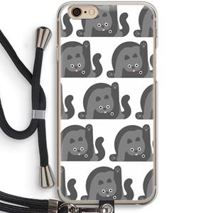 CaseCompany Cats: iPhone 6 / 6S Transparant Hoesje met koord
