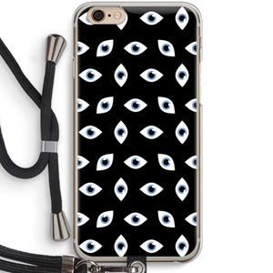 CaseCompany Eyes pattern: iPhone 6 / 6S Transparant Hoesje met koord