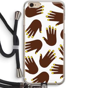 CaseCompany Hands dark: iPhone 6 / 6S Transparant Hoesje met koord