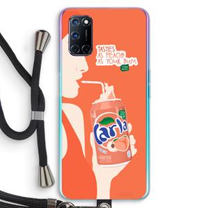 CaseCompany Peach please!: Oppo A92 Transparant Hoesje met koord