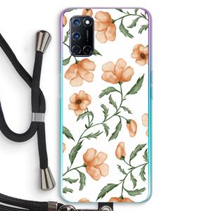 CaseCompany Peachy flowers: Oppo A92 Transparant Hoesje met koord