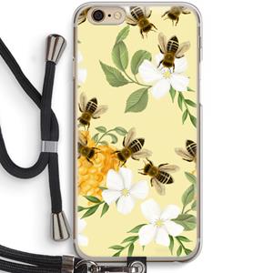 CaseCompany No flowers without bees: iPhone 6 / 6S Transparant Hoesje met koord