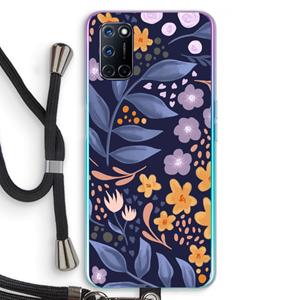 CaseCompany Flowers with blue leaves: Oppo A92 Transparant Hoesje met koord