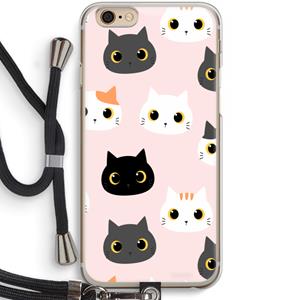 CaseCompany Katten: iPhone 6 / 6S Transparant Hoesje met koord