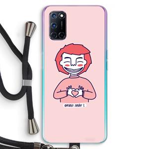 CaseCompany Hartje: Oppo A92 Transparant Hoesje met koord