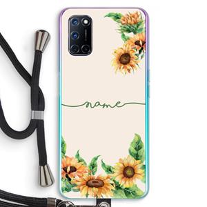 CaseCompany Zonnebloemen: Oppo A92 Transparant Hoesje met koord