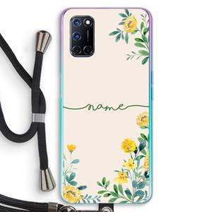CaseCompany Gele bloemen: Oppo A92 Transparant Hoesje met koord