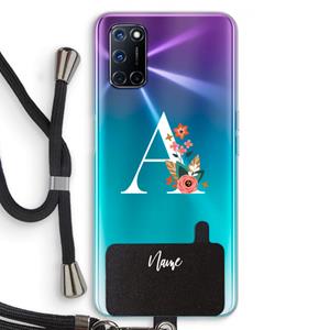 CaseCompany Pink Bouquet: Oppo A92 Transparant Hoesje met koord