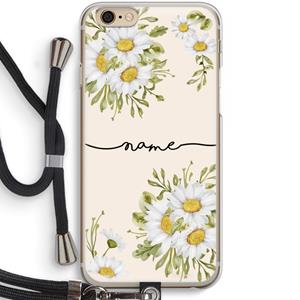 CaseCompany Daisies: iPhone 6 / 6S Transparant Hoesje met koord
