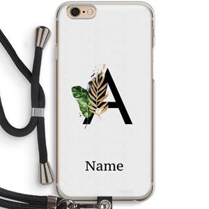 CaseCompany Charcoal Flora: iPhone 6 / 6S Transparant Hoesje met koord