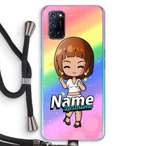 CaseCompany Chibi Maker vrouw: Oppo A92 Transparant Hoesje met koord
