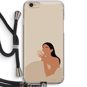 CaseCompany Fresh coffee: iPhone 6 / 6S Transparant Hoesje met koord
