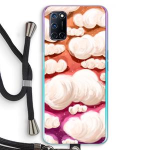 CaseCompany Katoen Wolken: Oppo A92 Transparant Hoesje met koord