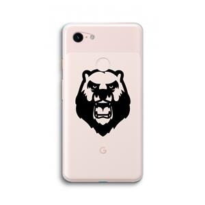 CaseCompany Angry Bear (black): Google Pixel 3 XL Transparant Hoesje