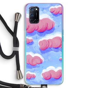 CaseCompany Roze wolken met vogels: Oppo A92 Transparant Hoesje met koord