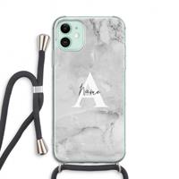 CaseCompany Ivory Marble: iPhone 11 Transparant Hoesje met koord
