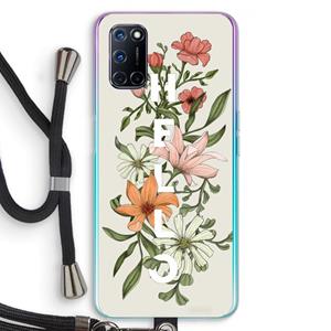 CaseCompany Hello bloemen: Oppo A92 Transparant Hoesje met koord