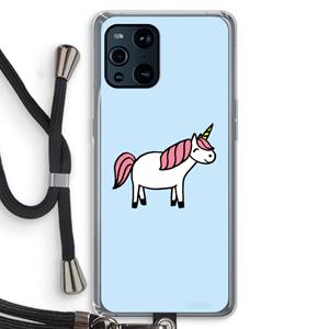 CaseCompany Eenhoorn: Oppo Find X3 Transparant Hoesje met koord