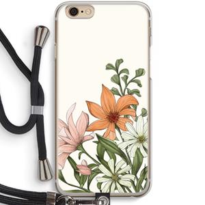 CaseCompany Floral bouquet: iPhone 6 / 6S Transparant Hoesje met koord