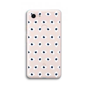 CaseCompany Eyes pattern: Google Pixel 3 XL Transparant Hoesje