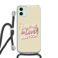 CaseCompany Pizza is the answer: iPhone 11 Transparant Hoesje met koord