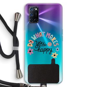 CaseCompany Happy days: Oppo A92 Transparant Hoesje met koord