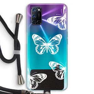CaseCompany White butterfly: Oppo A92 Transparant Hoesje met koord