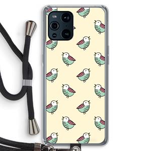 CaseCompany Vogeltjes: Oppo Find X3 Transparant Hoesje met koord