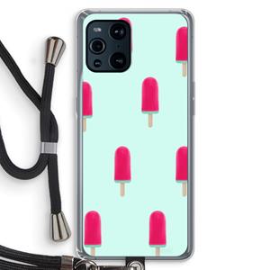 CaseCompany Waterijsje: Oppo Find X3 Transparant Hoesje met koord