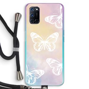CaseCompany White butterfly: Oppo A92 Transparant Hoesje met koord