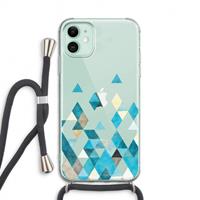 CaseCompany Gekleurde driehoekjes blauw: iPhone 11 Transparant Hoesje met koord