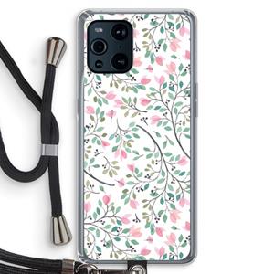 CaseCompany Sierlijke bloemen: Oppo Find X3 Transparant Hoesje met koord