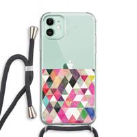 CaseCompany Gekleurde driehoekjes: iPhone 11 Transparant Hoesje met koord
