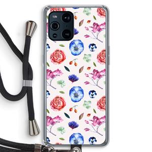 CaseCompany Bloemetjes: Oppo Find X3 Transparant Hoesje met koord