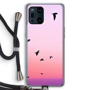 CaseCompany Fly away: Oppo Find X3 Transparant Hoesje met koord