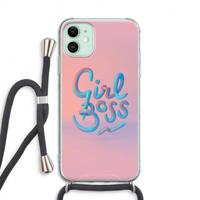 CaseCompany Girl boss: iPhone 11 Transparant Hoesje met koord