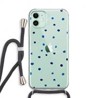CaseCompany Blauwe stippen: iPhone 11 Transparant Hoesje met koord