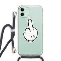 CaseCompany Middle finger black: iPhone 11 Transparant Hoesje met koord