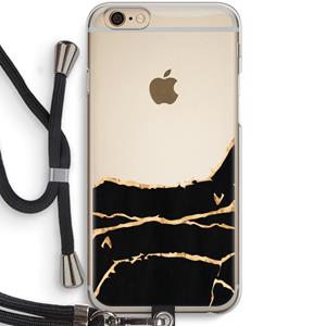 CaseCompany Gouden marmer: iPhone 6 / 6S Transparant Hoesje met koord