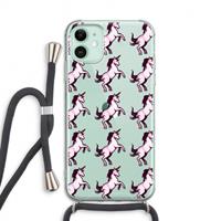 CaseCompany Musketon Unicorn: iPhone 11 Transparant Hoesje met koord