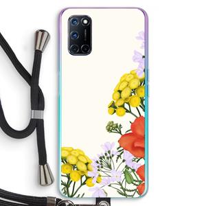 CaseCompany Wilde bloemen: Oppo A92 Transparant Hoesje met koord
