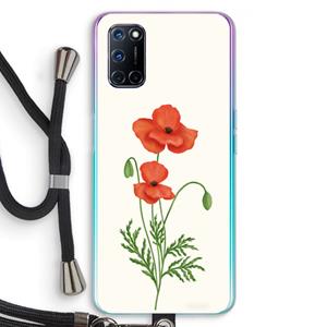 CaseCompany Red poppy: Oppo A92 Transparant Hoesje met koord