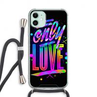 CaseCompany Only Love: iPhone 11 Transparant Hoesje met koord