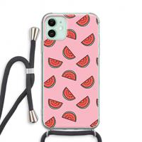 CaseCompany Watermeloen: iPhone 11 Transparant Hoesje met koord