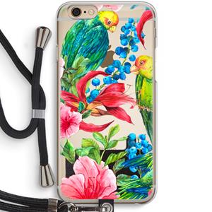CaseCompany Papegaaien: iPhone 6 / 6S Transparant Hoesje met koord